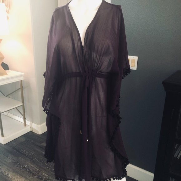 Gorgeous plum colored cover up, sheer can be tied at the waist. MEDIUM - Picture 1 of 1